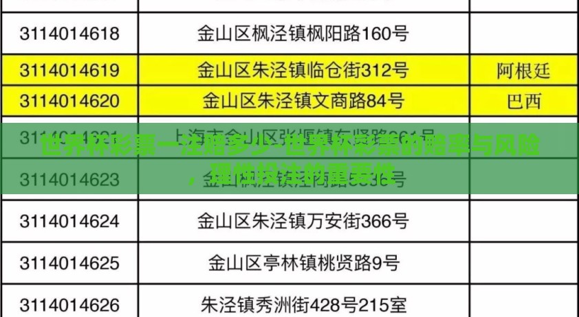 世界杯彩票一注赔多少-世界杯彩票的赔率与风险，理性投注的重要性