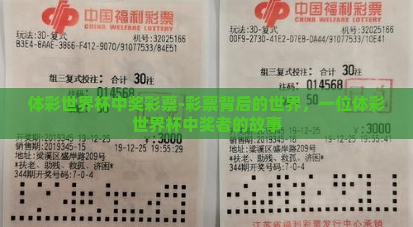 体彩世界杯中奖彩票-彩票背后的世界,一位体彩世界杯中奖者的故事 体彩世界杯中奖彩票-彩票背后的世界,一位体彩世界杯中奖者的故事