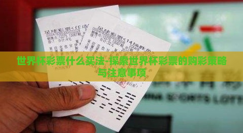 世界杯彩票什么买法-探索世界杯彩票的购彩策略与注意事项