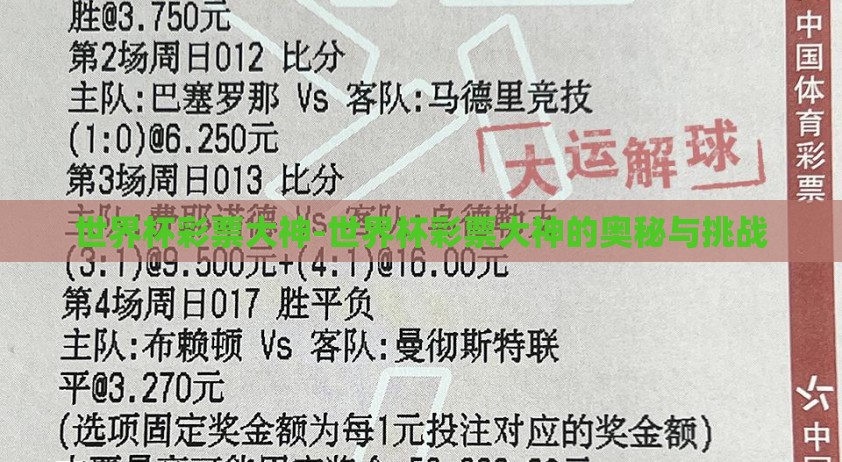 世界杯彩票大神-世界杯彩票大神的奥秘与挑战