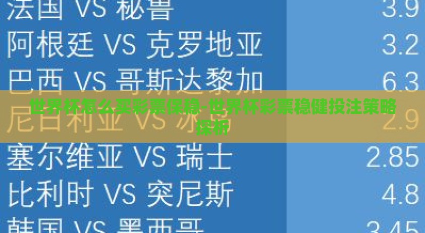 世界杯怎么买彩票保稳-世界杯彩票稳健投注策略探析
