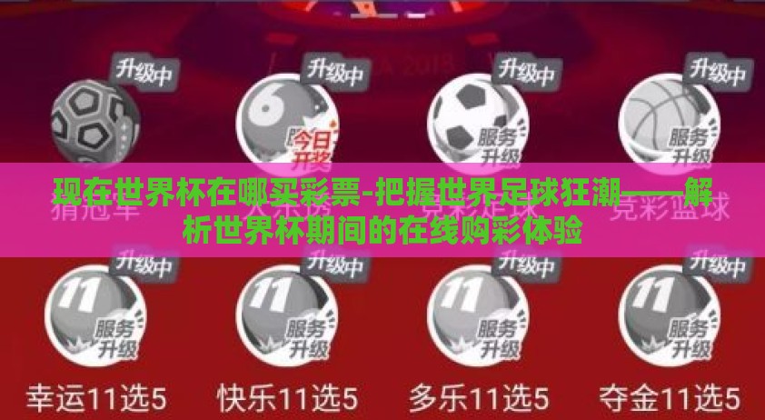 现在世界杯在哪买彩票-把握世界足球狂潮——解析世界杯期间的在线购彩体验