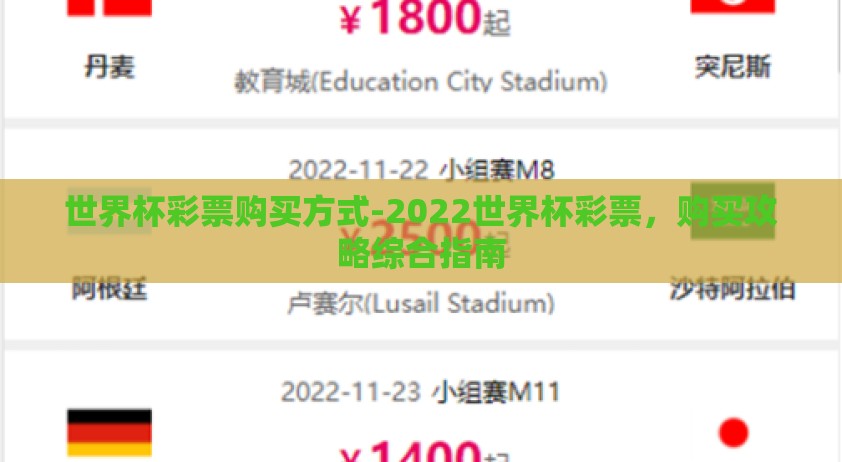 世界杯彩票购买方式-2022世界杯彩票，购买攻略综合指南