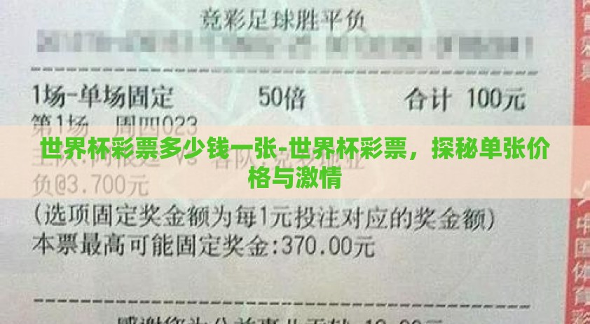 世界杯彩票多少钱一张-世界杯彩票，探秘单张价格与激情