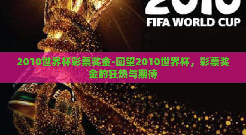 2010世界杯彩票奖金-回望2010世界杯，彩票奖金的狂热与期待