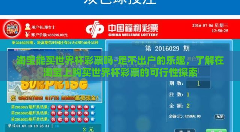 淘宝能买世界杯彩票吗-足不出户的乐趣，了解在淘宝上购买世界杯彩票的可行性探索
