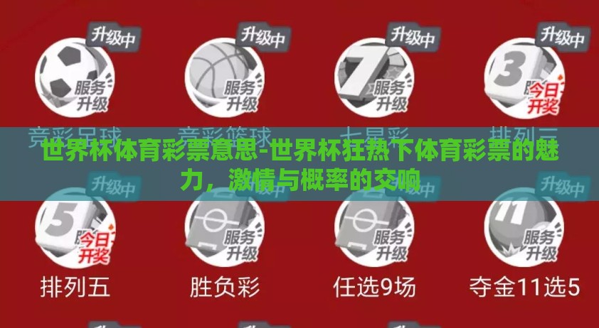 世界杯体育彩票意思-世界杯狂热下体育彩票的魅力，激情与概率的交响
