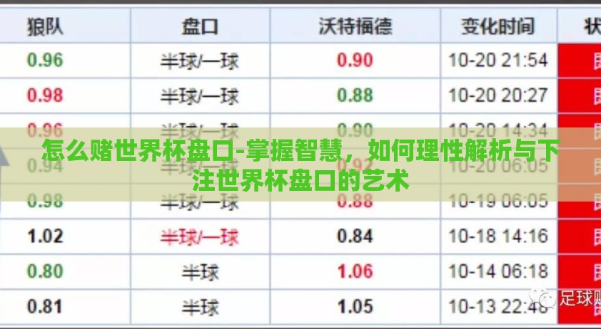 怎么赌世界杯盘口-掌握智慧,如何理性解析与下注世界杯盘口的艺术 怎么赌世界杯盘口-掌握智慧,如何理性解析与下注世界杯盘口的艺术