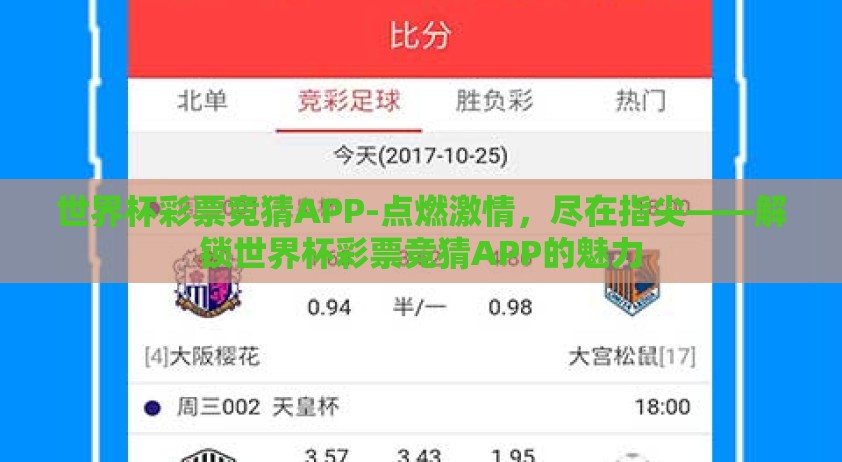 世界杯彩票竞猜APP-点燃激情，尽在指尖——解锁世界杯彩票竞猜APP的魅力