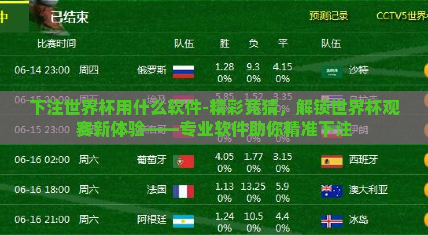 下注世界杯用什么软件-精彩竞猜，解锁世界杯观赛新体验——专业软件助你精准下注