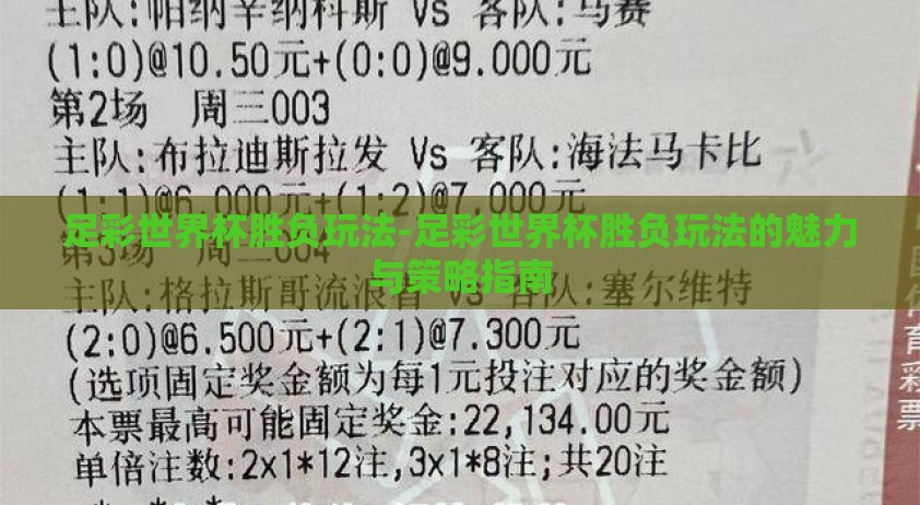 足彩世界杯胜负玩法-足彩世界杯胜负玩法的魅力与策略指南