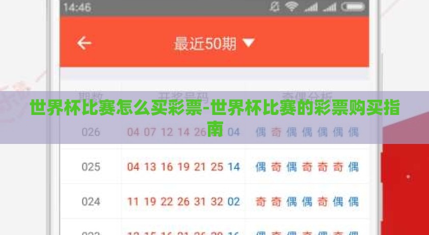 世界杯比赛怎么买彩票-世界杯比赛的彩票购买指南