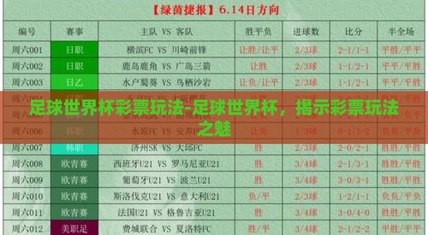 足球世界杯彩票玩法-足球世界杯,揭示彩票玩法之魅 足球世界杯彩票玩法-足球世界杯,揭示彩票玩法之魅