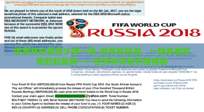 世界杯彩票多少钱一张-世界杯狂潮，一窥奖金梦想的起跑线——世界杯彩票价格揭秘