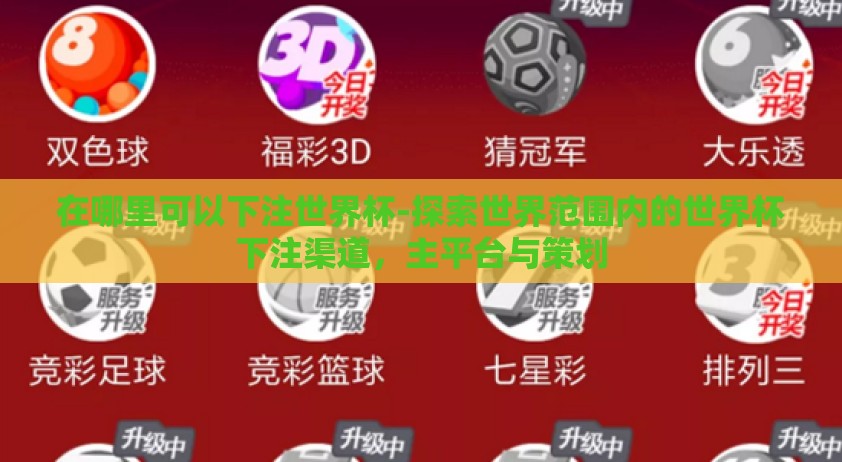 在哪里可以下注世界杯-探索世界范围内的世界杯下注渠道，主平台与策划