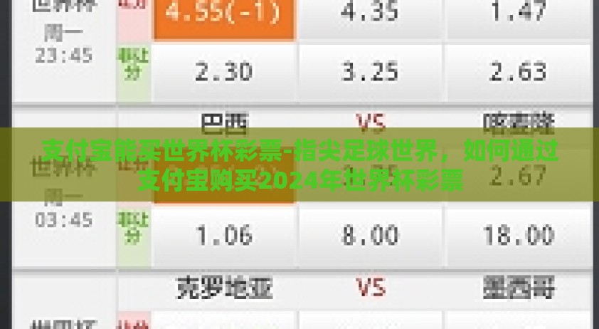 支付宝能买世界杯彩票-指尖足球世界,如何通过支付宝购买2024年世界杯彩票 支付宝能买世界杯彩票-指尖足球世界,如何通过支付宝购买2024年世界杯彩票