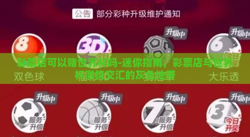 彩票店可以赌世界杯吗-迷你指南，彩票店与世界杯激情交汇的灰色地带