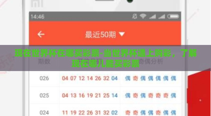 现在世界杯在哪买彩票-当世界杯遇上购彩，了解现在哪儿能买彩票