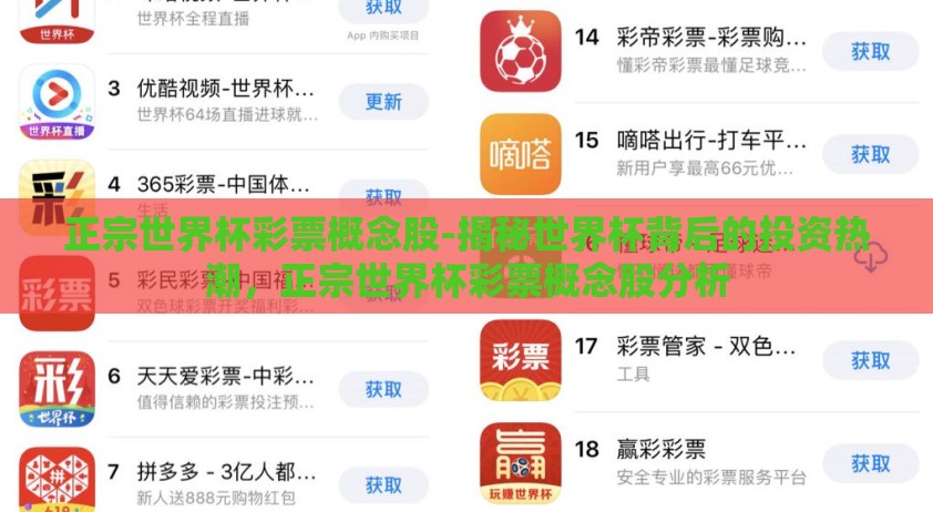 正宗世界杯彩票概念股-揭秘世界杯背后的投资热潮，正宗世界杯彩票概念股分析