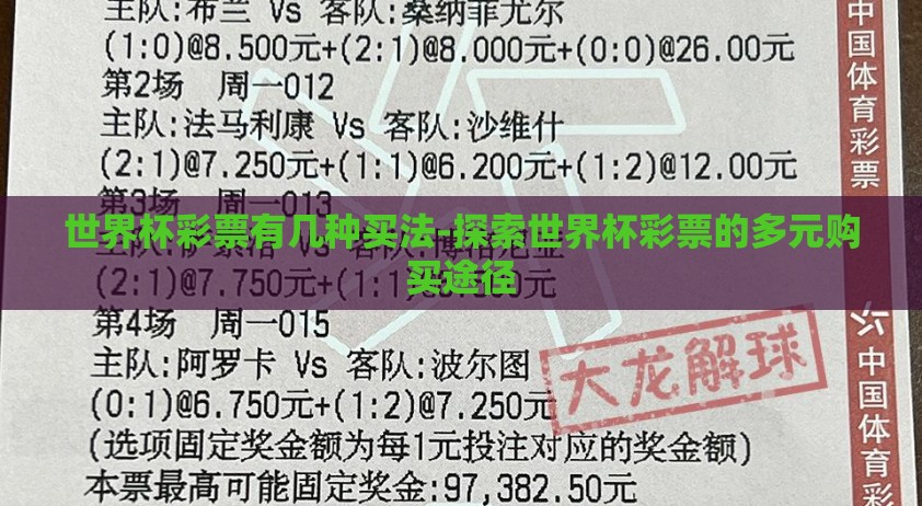 世界杯彩票有几种买法-探索世界杯彩票的多元购买途径