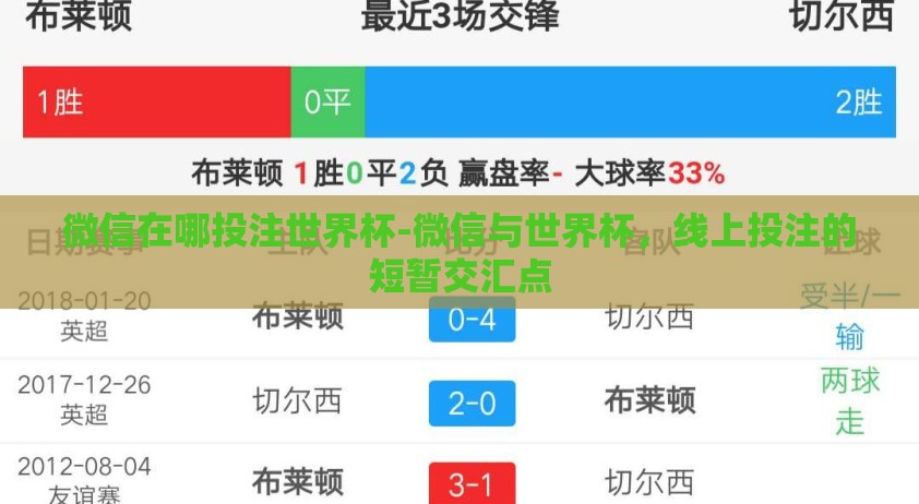 微信在哪投注世界杯-微信与世界杯，线上投注的短暂交汇点