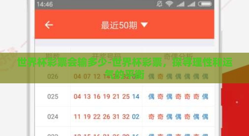 世界杯彩票会输多少-世界杯彩票，探寻理性和运气的平衡