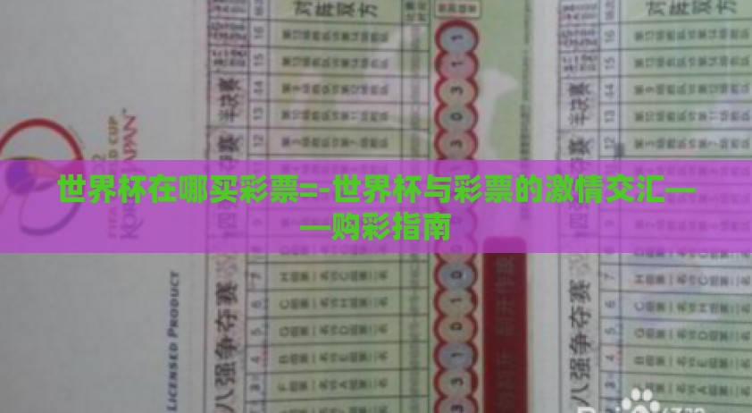 世界杯在哪买彩票=-世界杯与彩票的激情交汇——购彩指南