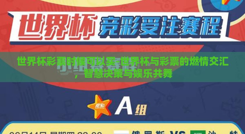 世界杯彩票时候可以买-世界杯与彩票的燃情交汇，智慧决策与娱乐共舞