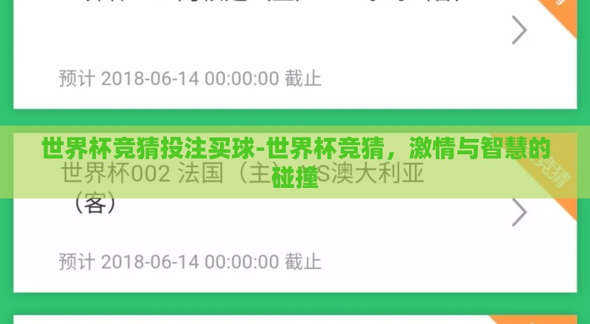 世界杯竞猜投注买球-世界杯竞猜，激情与智慧的碰撞