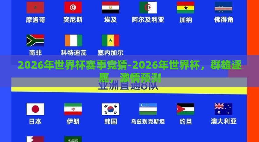 2026年世界杯赛事竞猜-2026年世界杯，群雄逐鹿，激情预测